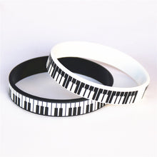 Load image into Gallery viewer, Black White Printed Piano Keycboard Wristband