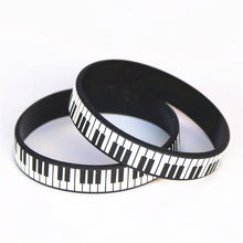 Load image into Gallery viewer, Black White Printed Piano Keycboard Wristband