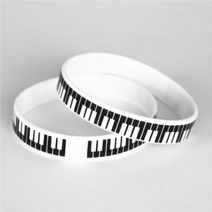 Black White Printed Piano Keycboard Wristband